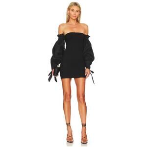 Majorelle Revolve Black Off the shoulder Long Puff Sleeve Mini Dress - Medium